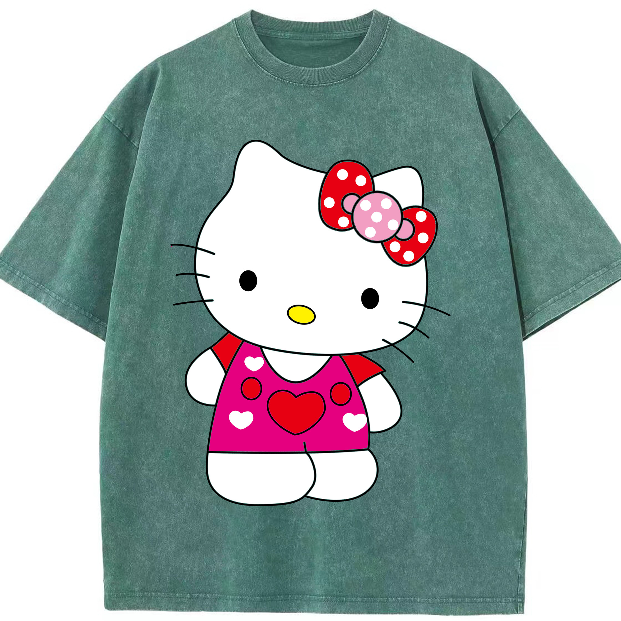 （画像用） Hello Kitty ハローキティ 綿100% ヴィンテージ風 半袖Tシャツ（フロントプリント）